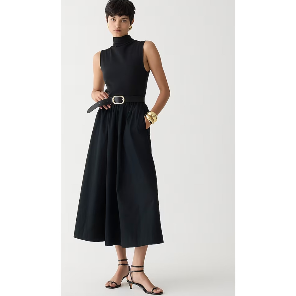 J. Crew Black Sleeveless Midi Dress with Turtleneck